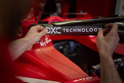 DXC Technology logo on Ferrari F1 car