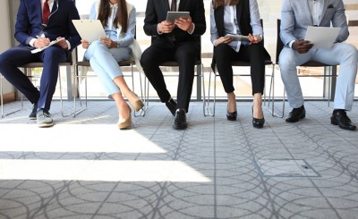 Stressful people waiting for job interview