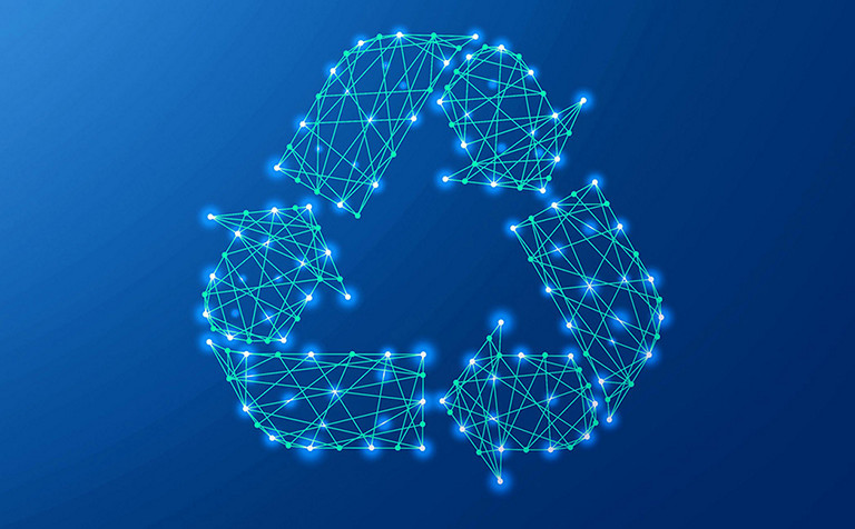 Blue recycle symbol