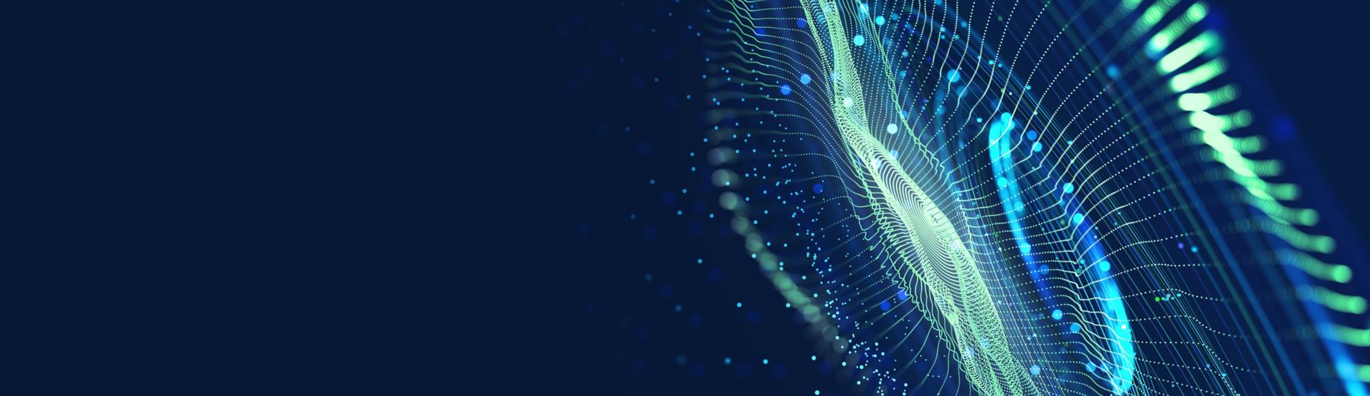 Blue and green pixelated concept of water splash on dark blue background | DXC Technology