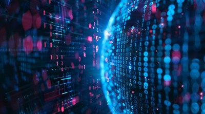 circle with binary code reflected onto flat surface - The power of digital identity | DXC Technology Insights
