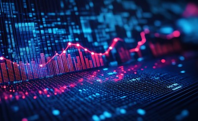 Concept image indicating financial stats on stock market background - The power of digital identity | DXC Technology Insights