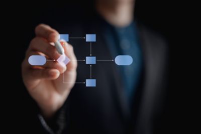 Person laying out a diagram, representing different paths to VMware services | DXC Technology