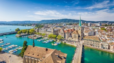 Aerial view of Zürich city center with river Limmat, Switzerland | Events | DXC Technology