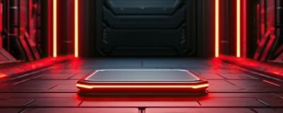 Cloud technology in public and private server storage concept. Futuristic platform surrounded by glowing neon lights in a sci-fi environment | DXC Technology