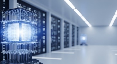 Futuristic quantum computing core in data center, Quantum machine learning | DXC Technology Insights