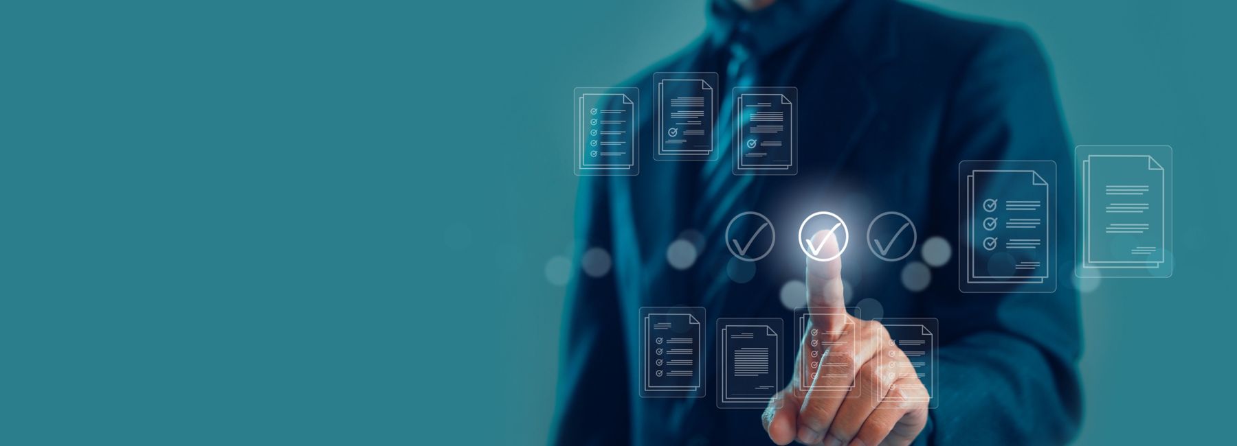 man holding digital files together | DXC Technology