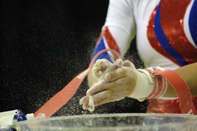 Gymnast with chalk