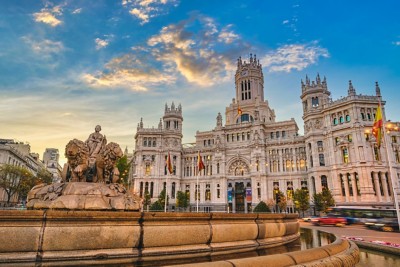 Temenos Community Forum 2025; madrid; spain; skyline; cibeles fountain; independence square; fountain; city; sunrise; statue; town square; centrocentro; palace; plaza de la independencia; cityscape; landmark; attraction; travel; Europe; famous; architecture; building  | DXC Technology Event