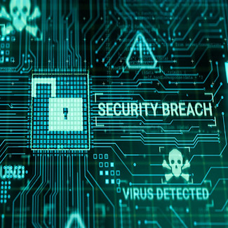 Digital screen reflecting a security breach