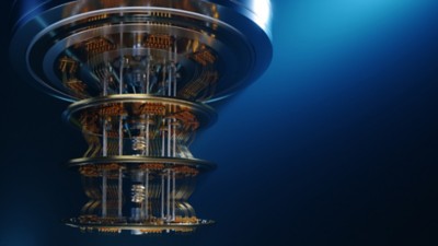 Quantum computer on a blue background, Preparing for a quantum future | DXC Technology Insights