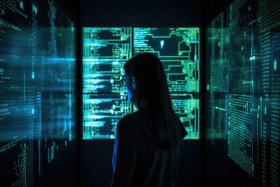 Person displaying complex code and digital security measures, Security, Financial Services | DXC Technology