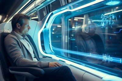 Interior of futuristic autonomous car, Quantum and AI | DXC Technology Insights  