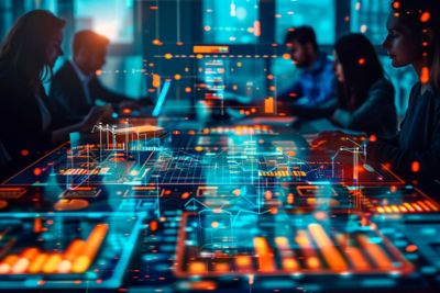 People are sitting around a table looking at a computer screen, representing Assure Smart Apps, Commercial & Specialty Insurance​ | DXC