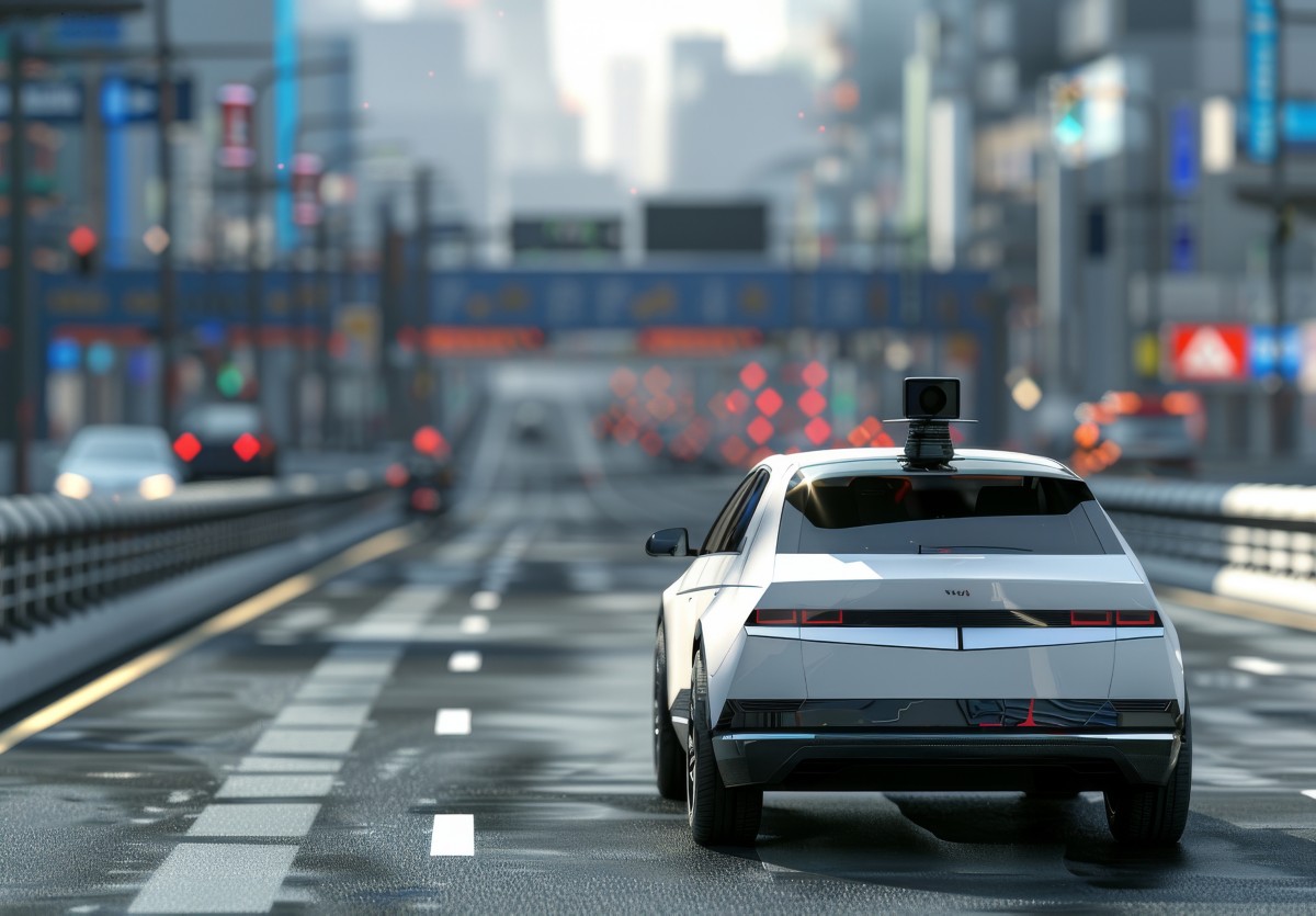 Self-driving taxi navigating city highway, Automotive | DXC Technology