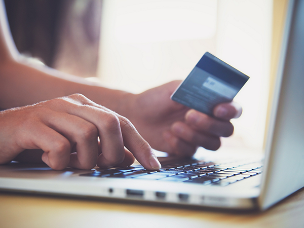 online shopper adding credentials