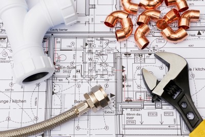 Plumbing Components Arranged On House Plans