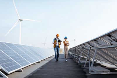 Engineers at green energy facilities