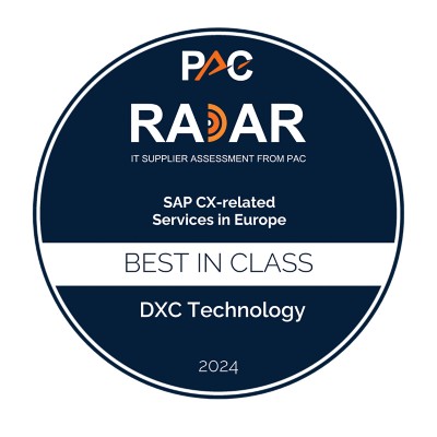 Badge_Company_SAP_Services_segment_2024_Best In Class - Badge_DXC_Technology_SAP_Services_CX-related Services_Europe_Excellent