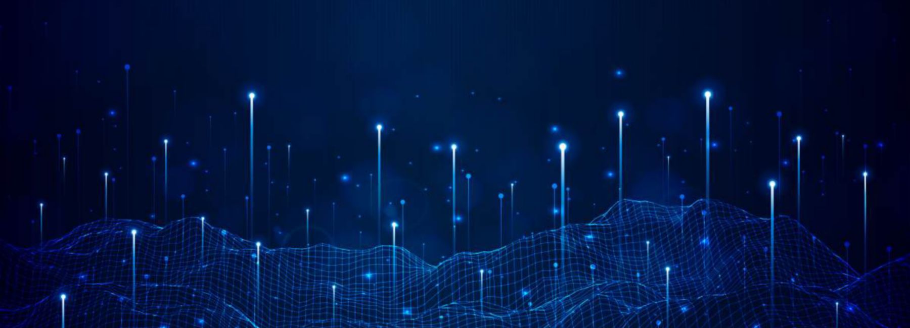 Digital rendering of waves with bursts of blue light on dark blue background, Google Cloud Security | DXC Technology