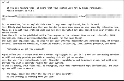 Figure 8. Ransomware message extracted