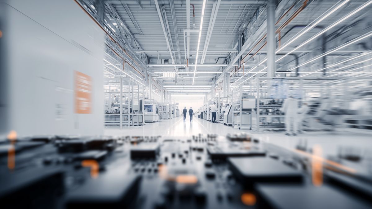 Two technicians walking in manufacturing facility | DXC Technology