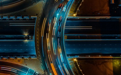 expressway aerial view at night