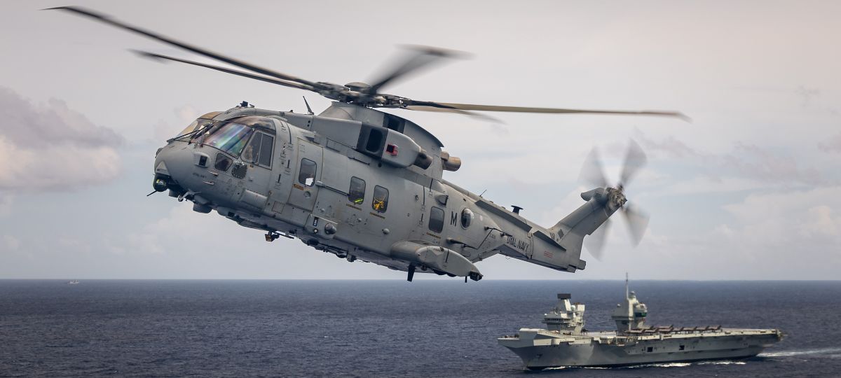 845 Naval Air Squadron (NAS) Merlin Mk4 Helicopter operating from HMS Prince of Wales whilst in the Indian Ocean, during the UK Carrier Strike Group deployment, Operation Highmast, 19 June 2025.

HMS Prince of Wales is currently deployed on Op HIGHMAST, the multinational deployment to the Indo-Pacific, led by the Royal Navy Flagship, HMS Prince of Wales, reaffirming and reinforcing the UK’s commitment to security of the Mediterranean and Indo-Pacific, while providing an opportunity to promote British trade and industry. 

During the deployment, HMS Prince of Wales will be joined by escorts and support ships from allied NATO nations to form a UK Carrier Strike Group (CSG).