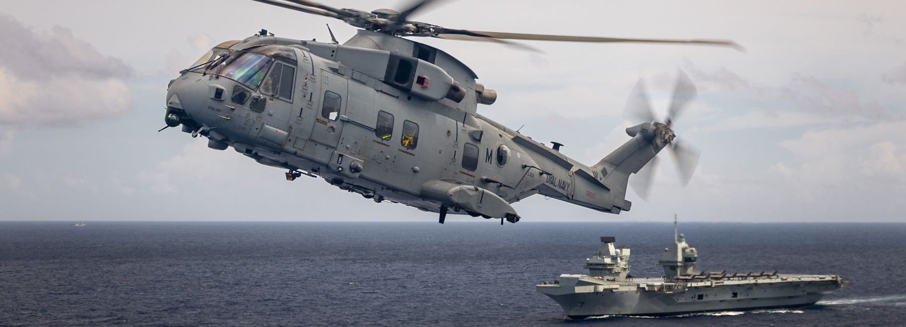 845 Naval Air Squadron (NAS) Merlin Mk4 Helicopter operating from HMS Prince of Wales whilst in the Indian Ocean, during the UK Carrier Strike Group deployment, Operation Highmast, 19 June 2025.

HMS Prince of Wales is currently deployed on Op HIGHMAST, the multinational deployment to the Indo-Pacific, led by the Royal Navy Flagship, HMS Prince of Wales, reaffirming and reinforcing the UK’s commitment to security of the Mediterranean and Indo-Pacific, while providing an opportunity to promote British trade and industry. 

During the deployment, HMS Prince of Wales will be joined by escorts and support ships from allied NATO nations to form a UK Carrier Strike Group (CSG).