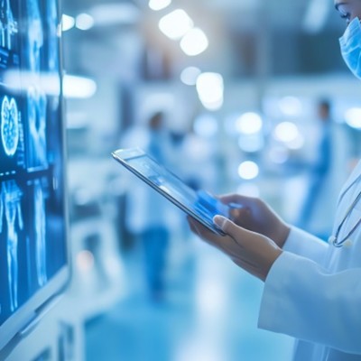 Doctor using AI program - Demonstrating AI's impact by starting small, thinking big | DXC Technology Insights