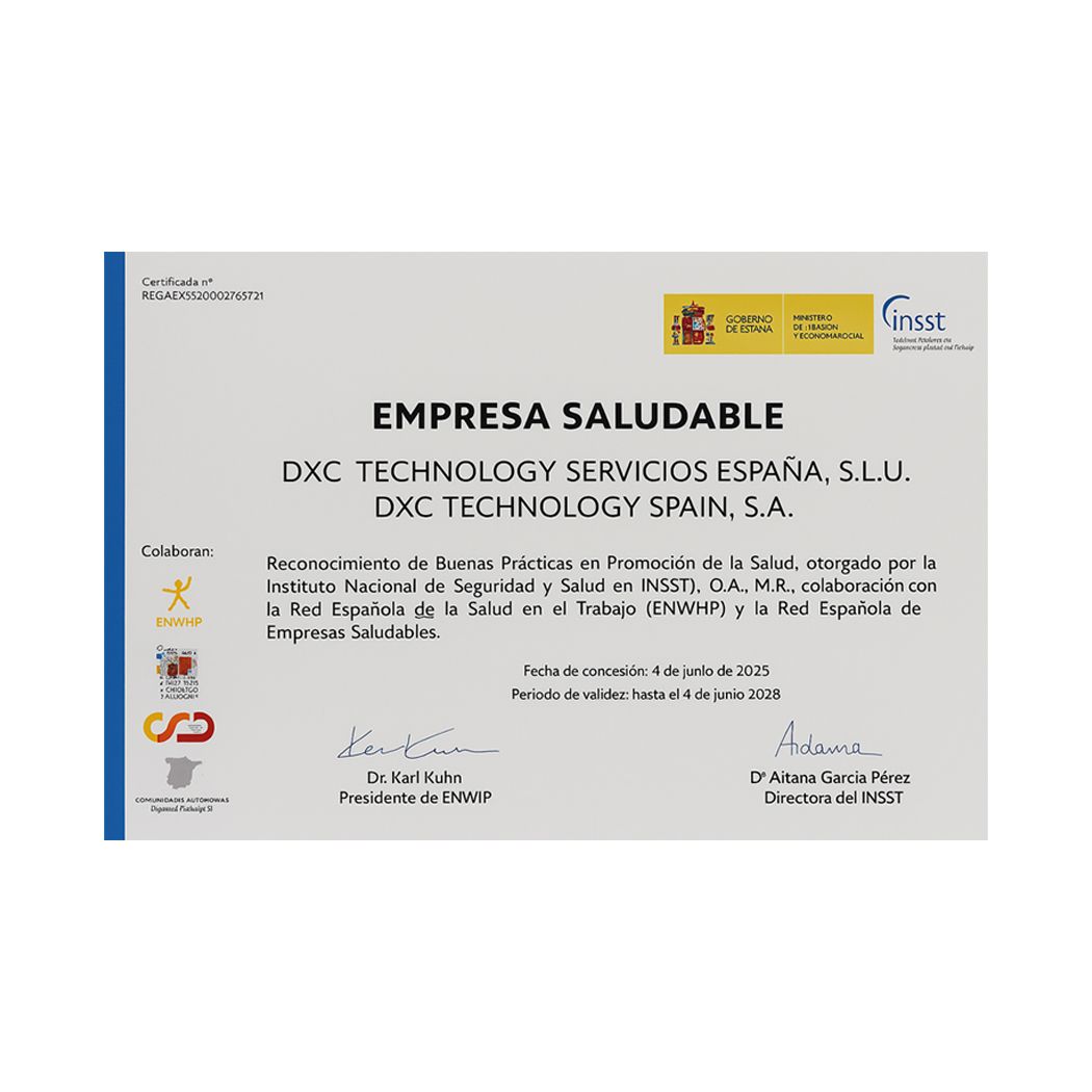 Certificado Buenas Practicas DXC España 2025-2028 | DXC Technology