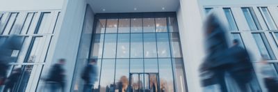 Glass facade of bank, CoreIgnite enterprise platform enables banking business functions | DXC Technology Platforms