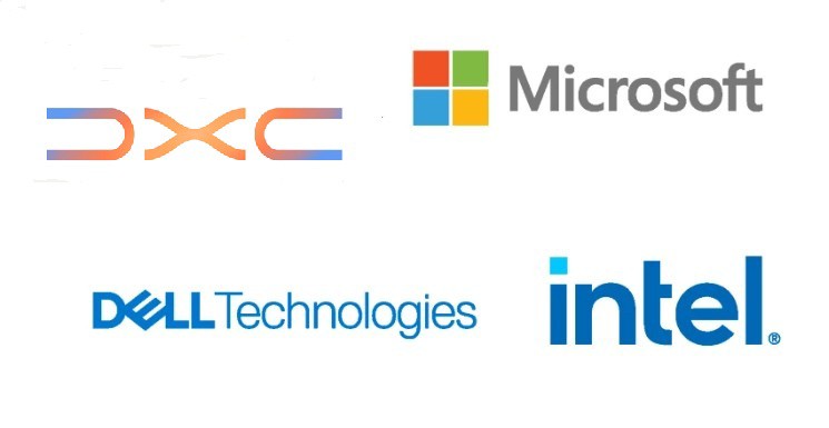 DXC, Dell, Microsoft, Intel logos