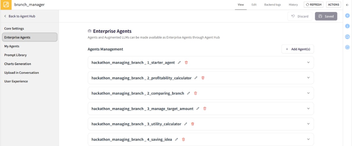 Agent Hubに登録したエージェント一覧