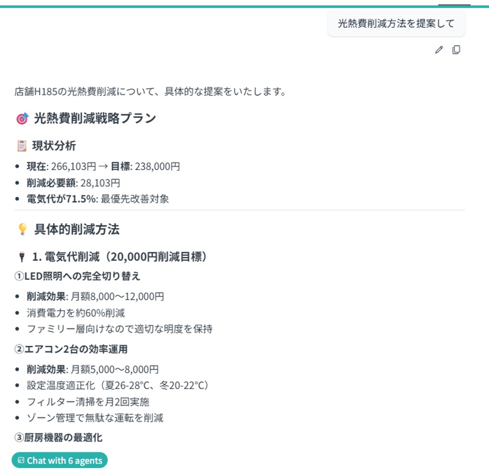 saving_ideaエージェントによる節約方法提案の会話例