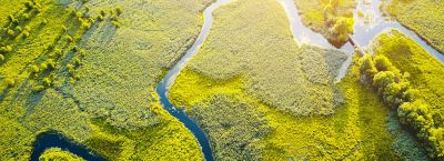 River running through green valley