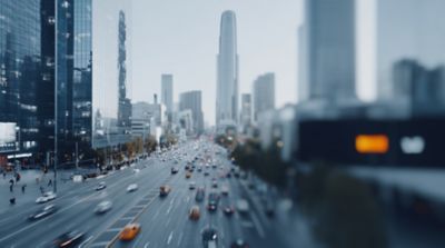 Cityscape at night with overlay of commercial buildings, Commercial & LIfe insurance solutions | DXC Technology