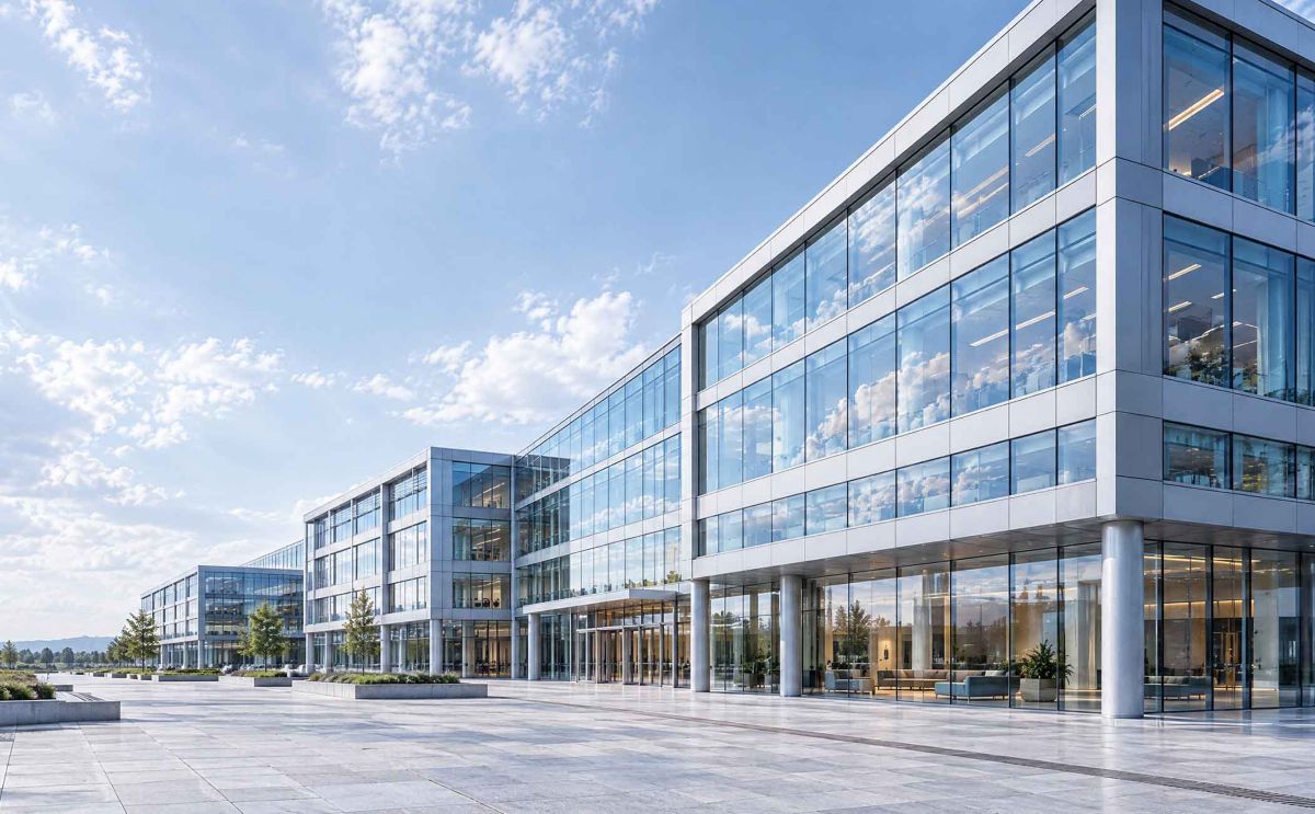 Modern glass office building of an Australian life insurer – business process solutions case study