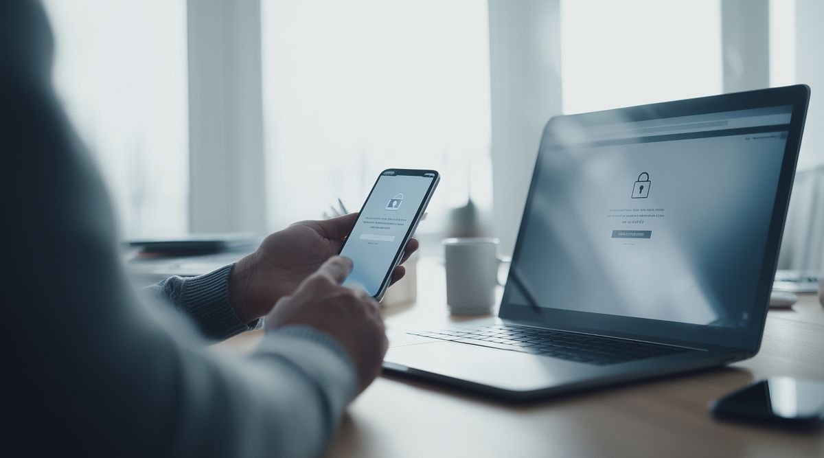 Employee accessing IT support solutions and workplace services from multiple devices