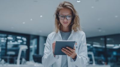 Medical technology, doctor use AI robots for diagnosis and increasing accuracy patient treatment in future. doctor hand working with tablet, computer with his team Medical research to improve patient health. | DXC Technology 