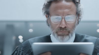 Person with pc representing justice modernization, management, automation solutions | DXC Technology