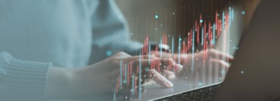 business finance technology and investment concept. Stock Market Investments Funds and Digital Assets. businessman analysing forex trading graph financial data. Business finance background.
