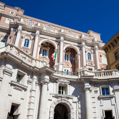 Facade of the Library of the National Institute for Insurance against Accidents at Work in Rome