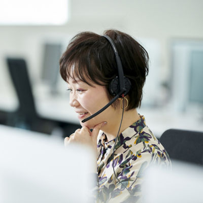 asian woman with headset