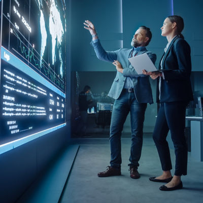 woman in server room