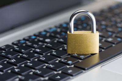 padlock atop a keyboard