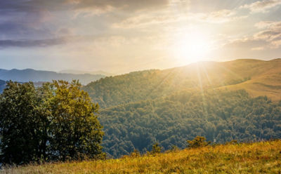 sunset panorama as day transitions to night