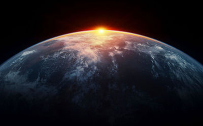 earth with sun shine